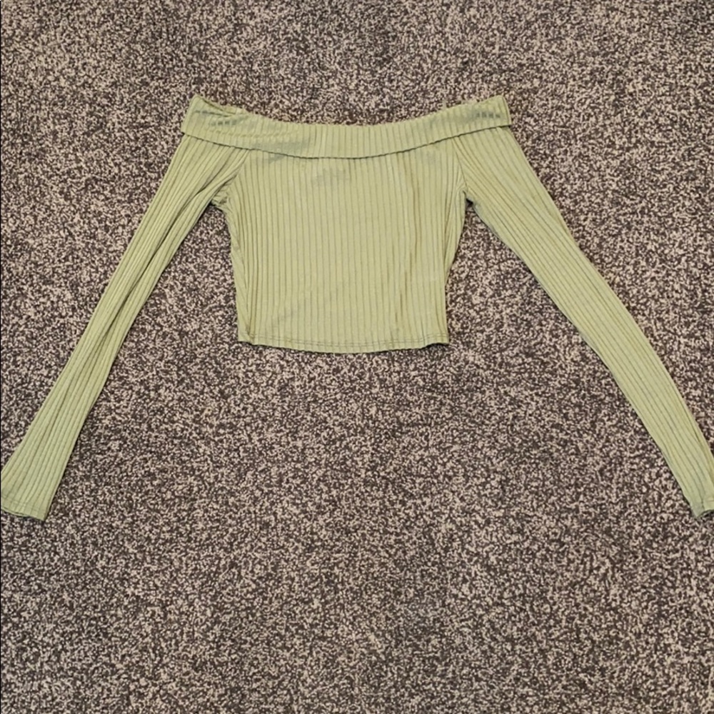 Windsor Green Off the Shoulder Crop Medium
